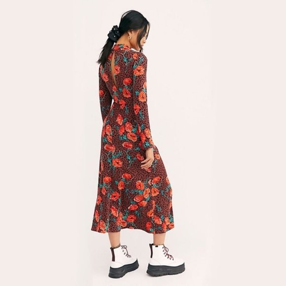NWT Free People animal print floral midi dress - Picture 7 of 16